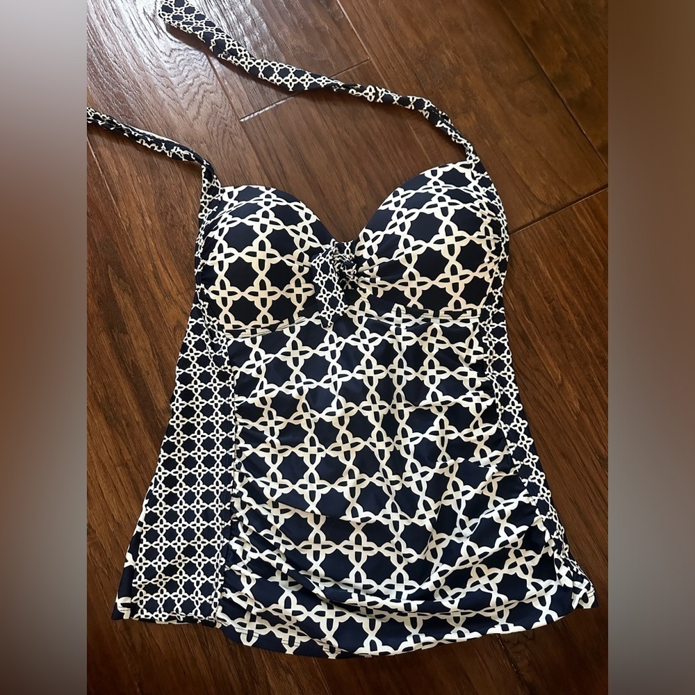 Merona Navy and White Swim Top
